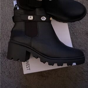 Catherines Black Ankle Booties with Silver Accents